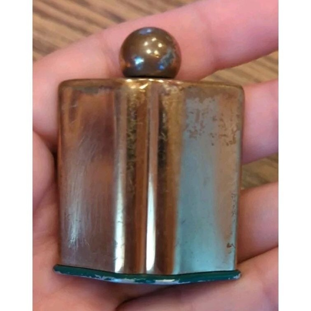 Vintage Coty New York Brass Glass .13 Oz. Empty Perfume Bottle Ball Cap